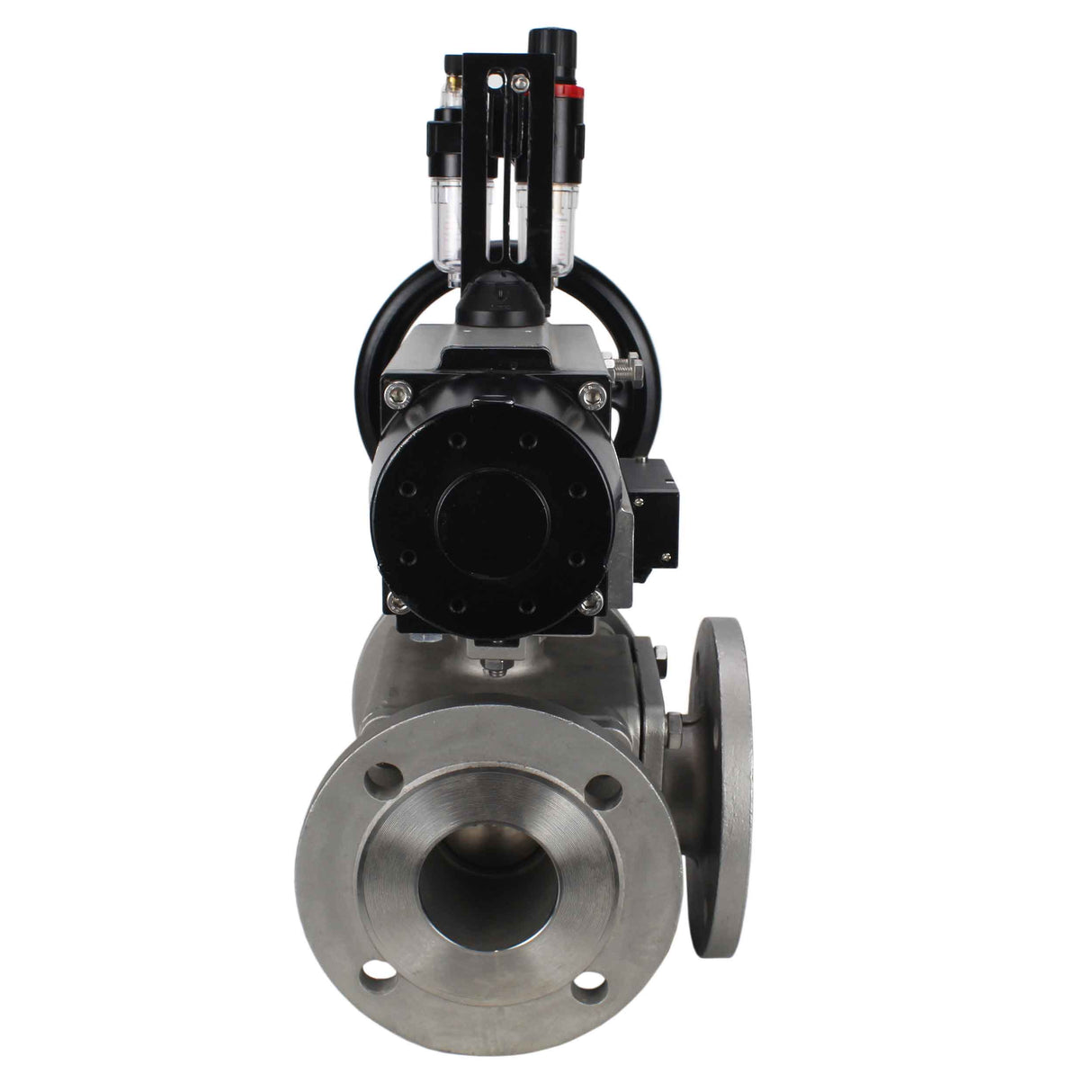 Ball valves Elephant BV3232P(4pc)-FP-3WL-F-ISO-H DN100 16 bar full bore, flanged, body - stainless steel SS316, ISO flange F10/F12, square 19x19, with double pneumatic actuator PA-DA-105-1 action, pneumatic distributor 4M310-08 24V and ATU AFC2000