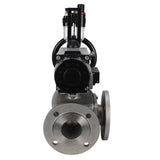Ball valves Elephant BV3232P(4pc)-FP-3WL-F-ISO-H DN100 16 bar full bore, flanged, body - stainless steel SS316, ISO flange F10/F12, square 19x19, with double pneumatic actuator PA-DA-105-1 action, pneumatic distributor 4M310-08 24V and ATU AFC2000