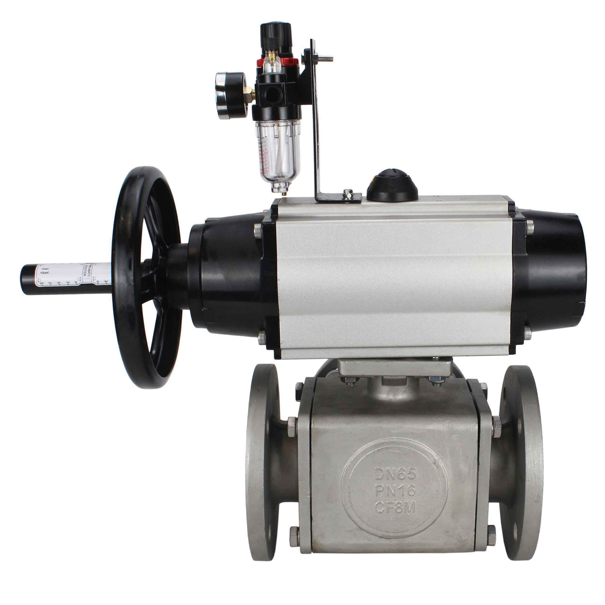 Ball valves Elephant BV3232P(4pc)-FP-3WL-F-ISO-H DN100 16 bar full bore, flanged, body - stainless steel SS316, ISO flange F10/F12, square 19x19, with double pneumatic actuator PA-DA-105-1 action, pneumatic distributor 4M310-08 24V and ATU AFC2000