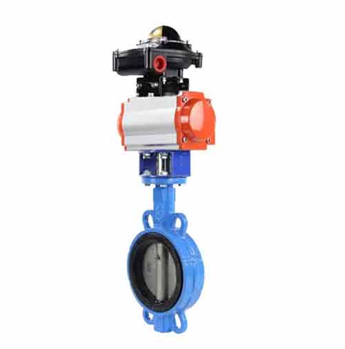 Wasserabsperrklappe Elephant st-316l-viton-da-apl210n, Gehäusematerial – Kohlenstoffstahl WCB, Scheibenmaterial – Edelstahl AISI 316L, Dichtung – VITON, pneumatischer Antrieb betätigt