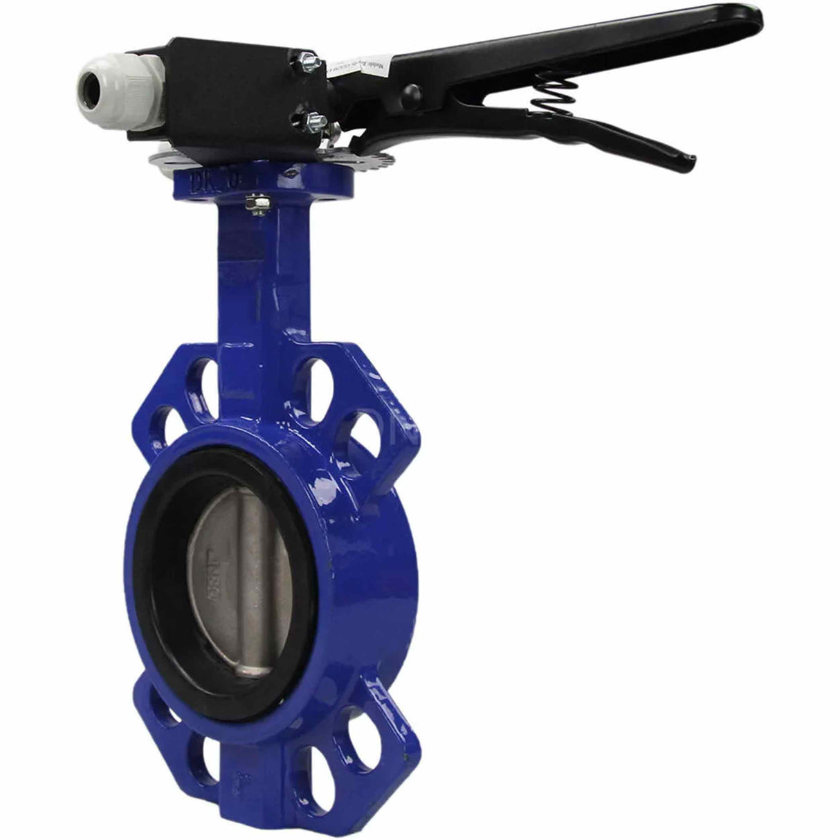 Wasser-Drosselklappe Elephant WCB-316L-EPDM Gehäusematerial - Kohlenstoffstahl WCB, Scheibenmaterial - Edelstahl aisi 316l, Dichtung - EPDM mit Griff, zwei Endschaltern LS-103 250V und einer Halterung für die Montage der Endschalter