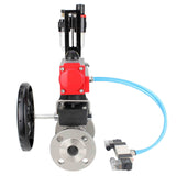 Kugelhähne Elephant BV3131P(3pc)-FP-F-ISO-H, Gehäusematerial - Edelstahl AISI 304, Dichtung - PTFE / PTFE / Teflon, mit pneumatischem Doppelwirkungsantrieb PA-DA, 4V320-10 220V, Handrad MON, ATU AFC2000