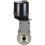 Kugelhähne Elephant BV3131P(3pc)-FP-F-ISO-H Vollbohrung, dreiteilig, geflanscht, Gehäuse - Edelstahl SS304, Dichtung - PTFE, mit elektrischem Vierteldreh-Antrieb Elephant QTSA-N-EM-O0-220VAC