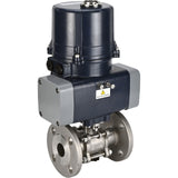 Kugelhähne Elephant BV3131P(3pc)-FP-F-ISO-H Vollbohrung, dreiteilig, geflanscht, Gehäuse - Edelstahl SS304, Dichtung - PTFE, mit elektrischem Vierteldreh-Antrieb Elephant QTSA-N-EM-O0-220VAC