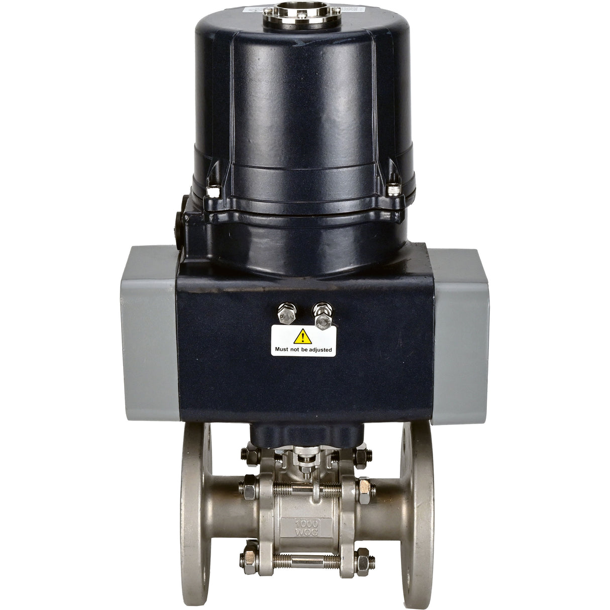 Kugelhähne Elephant BV3131P(3pc)-FP-F-ISO-H Vollbohrung, dreiteilig, geflanscht, Gehäuse - Edelstahl SS304, Dichtung - PTFE, mit elektrischem Vierteldreh-Antrieb Elephant QTSA-N-EM-O0-220VAC