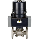 Kugelhähne Elephant BV3131P(3pc)-FP-F-ISO-H Vollbohrung, dreiteilig, geflanscht, Gehäuse - Edelstahl SS304, Dichtung - PTFE, mit elektrischem Vierteldreh-Antrieb Elephant QTSA-N-EM-O0-220VAC