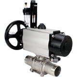 Kugelhähne Elephant BV3131P(3pc)-FP-W-ISO-H LANG, Gehäusematerial - Edelstahl AISI 304, Dichtung - PTFE / PTFE / Teflon, mit pneumatischem Doppelwirkungsantrieb PA-DA-105-1, 4V320-10 220VATU AFC2000