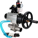 Kugelhähne Elephant BV3131P(3pc)-FP-W-ISO-H LANG, Gehäusematerial - Edelstahl AISI 304, Dichtung - PTFE / PTFE / Teflon, mit pneumatischem Doppelwirkungsantrieb PA-DA-105-1, 4V320-10 220V, LSU APL-210N, ATU AFC2000