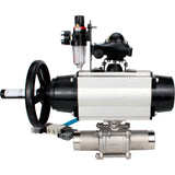 Kugelhähne Elephant BV3232P(3pc)-FP-W-ISO-H LANG, Gehäusematerial - Edelstahl AISI 316, Dichtung - PTFE / PTFE / Teflon, mit pneumatischem Antrieb Doppelwirkung PA-DA-105-1, 4V320-10 220V, LSU APL-210N, ATU AFC2000