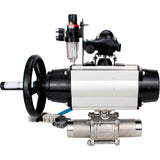 Kugelhähne Elephant BV3131P(3pc)-FP-W-ISO-H LANG, Gehäusematerial - Edelstahl AISI 304, Dichtung - PTFE / PTFE / Teflon, mit pneumatischem Doppelwirkungsantrieb PA-DA-105-1, 4V320-10 220V, LSU APL-210N, ATU AFC2000