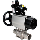 Kugelhähne Elephant BV3232P(3pc)-FP-W-ISO-H LANG, Gehäusematerial - Edelstahl AISI 316, Dichtung - PTFE / PTFE / Teflon, mit pneumatischem Antrieb Doppelwirkung PA-DA-105-1, 4V320-08 220V, LSU APL-210N, ATU AFC2000