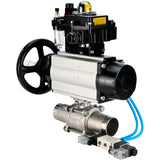 Kugelhähne Elephant BV3232P(3pc)-FP-W-ISO-H LANG, Gehäusematerial - Edelstahl AISI 316, Dichtung - PTFE / PTFE / Teflon, mit pneumatischem Doppelwirkungsantrieb PA-DA-105-1, 4V320-10 220V, LSU APL-410N Ex, ATU AFC2000