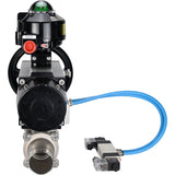 Kugelhähne Elephant BV3232P(3pc)-FP-W-ISO-H LANG, Gehäusematerial - Edelstahl AISI 316, Dichtung - PTFE / PTFE / Teflon, mit pneumatischem Doppelwirkungsantrieb PA-DA-105-1, 4V320-10 220V, LSU APL-510N Ex