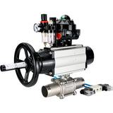 Kugelhähne Elephant BV3232P(3pc)-FP-W-ISO-H LANG, Gehäusematerial - Edelstahl AISI 316, Dichtung - PTFE / PTFE / Teflon, mit pneumatischem Doppelwirkungsantrieb PA-DA-105-1, 4V320-10 220V, LSU APL-510N Ex, ATU AFC2000