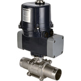 Kugelhähne Elephant BV3131P(3pc)-FP-W-ISO-H LANG voll durchgängig, geschweißt, Gehäuse - Edelstahl SS304, Dichtung - PTFE, mit elektrischem Vierteldrehantrieb Elephant QTSA-N-EM-O0-220VAC