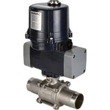Kugelhähne Elephant BV3131P(3pc)-FP-W-ISO-H LANG voll durchgängig, geschweißt, Gehäuse - Edelstahl SS304, Dichtung - PTFE, mit elektrischem Vierteldrehantrieb Elephant QTSA-N-EM-O0-220VAC