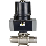 Kugelhähne Elephant BV3131P(3pc)-FP-W-ISO-H LANG voll durchgängig, geschweißt, Gehäuse - Edelstahl SS304, Dichtung - PTFE, mit elektrischem Vierteldrehantrieb Elephant QTSA-N-EM-O0-220VAC