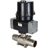 Kugelhähne Elephant BV3131P(3pc)-FP-W-ISO-H LANG voll durchgängig, geschweißt, Gehäuse - Edelstahl SS304, Dichtung - PTFE, mit elektrischem Vierteldrehantrieb Elephant QTSA-N-EM-O0-220VAC