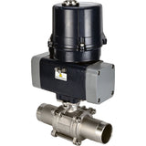 Kugelhähne Elephant BV3131P(3pc)-FP-W-ISO-H LANG voll durchgängig, geschweißt, Gehäuse - Edelstahl SS304, Dichtung - PTFE, mit elektrischem Vierteldrehantrieb Elephant QTSA-N-EM-O0-220VAC