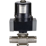 Kugelhähne Elephant BV3131P(3pc)-FP-W-ISO-H LANG voll durchgängig, geschweißt, Gehäuse - Edelstahl SS304, Dichtung - PTFE, mit elektrischem Vierteldrehantrieb Elephant QTSA-N-EM-O0-220VAC