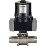 Kugelhähne Elephant BV3131P(3pc)-FP-W-ISO-H LANG voll durchgängig, geschweißt, Gehäuse - Edelstahl SS304, Dichtung - PTFE, mit elektrischem Vierteldrehantrieb Elephant QTSA-N-EM-O0-220VAC