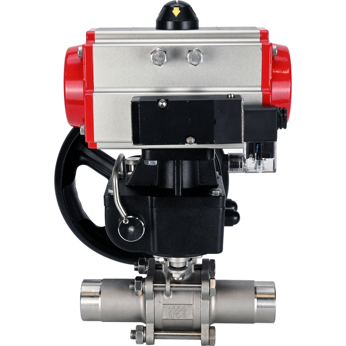 Kugelhähne Elephant BV3131P(3pc)-FP-W-ISO-H LANG voll durchgängig, Gehäuse - Edelstahl 304, zum Schweißen, mit pneumatischem Antrieb PA-DA, pneumatischem Verteiler 4M310-08 24V und MON-Reduzierer