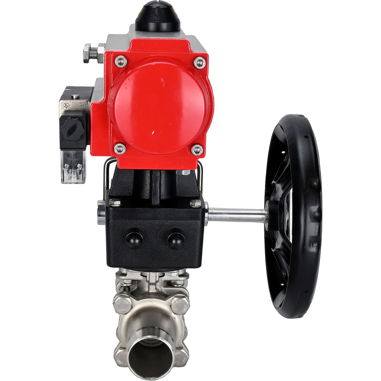 Kugelhähne Elephant BV3131P(3pc)-FP-W-ISO-H LANG voll durchgängig, Gehäuse - Edelstahl 304, zum Schweißen, mit pneumatischem Antrieb PA-DA, pneumatischem Verteiler 4M310-08 24V und MON-Reduzierer