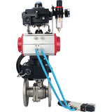 Kugelhähne Elephant BV3232P(2 Stück)-FP-F-ISO-H, Gehäusematerial - Edelstahl AISI 316, Dichtung - PTFE / PTFE / Teflon, mit pneumatischem Doppelwirkungsantrieb PA-DA, 4V320-10 220V, LSU APL-410N Ex, Handrad MON, ATU AFC2000
