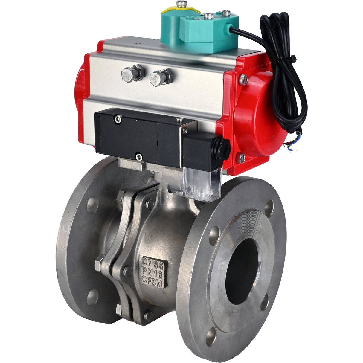 Ball valves Elephant BV3232P(2pc)-FP-F-ISO-R DN200-300 16 bar full bore, flanged, body - 316 stainless steel, seal - PTFE, with PA-DA pneumatic actuator, pneumatic distributor 4M310-08 24V and ALS200D magnetic switch