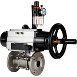 Ball valves Elephant BV3232P(3pc)-FP-F-ISO-H DN65-100 25/40 bar flanged with ISO flange, body - 316 stainless steel, full bore, seal - PTFE, with pneumatic drive PA-DA-105-1, pneumatic distributor 4M310-08 24V, ATU AFC2000