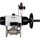 Ball valves Elephant BV3232P(3pc)-FP-F-ISO-H DN65-100 25/40 bar flanged with ISO flange, body - 316 stainless steel, full bore, seal - PTFE, with pneumatic drive PA-DA-105-1, pneumatic distributor 4M310-08 24V, ATU AFC2000