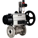 Ball valves Elephant BV3232P(3pc)-FP-F-ISO-H DN65-100 25/40 bar flanged with ISO flange, body - 316 stainless steel, full bore, seal - PTFE, with pneumatic drive PA-DA-105-1, pneumatic distributor 4M310-08 24V, ATU AFC2000
