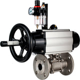 Ball valves Elephant BV3232P(3pc)-FP-F-ISO-H DN65-100 25/40 bar flanged with ISO flange, body - 316 stainless steel, full bore, seal - PTFE, with pneumatic drive PA-DA-105-1, pneumatic distributor 4M310-08 24V, ATU AFC2000
