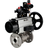 Ball valves Elephant BV3232P(3pc)-FP-F-ISO-H DN65-100 25/40 bar flanged with ISO flange, body - 316 stainless steel, full bore, seal - PTFE, with pneumatic drive PA-DA-105-1, pneumatic distributor 4M310-08 220V, LSU APL-210N, ATU AFC2000