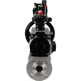 Ball valves Elephant BV3232P(3pc)-FP-F-ISO-H DN65-100 25/40 bar flanged with ISO flange, body - 316 stainless steel, full bore, seal - PTFE, with pneumatic drive PA-DA-105-1, pneumatic distributor 4M310-08 220V, LSU APL-210N, ATU AFC2000