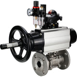 Ball valves Elephant BV3232P(3pc)-FP-F-ISO-H DN65-100 25/40 bar flanged with ISO flange, body - 316 stainless steel, full bore, seal - PTFE, with pneumatic drive PA-DA-105-1, pneumatic distributor 4M310-08 220V, LSU APL-210N, ATU AFC2000