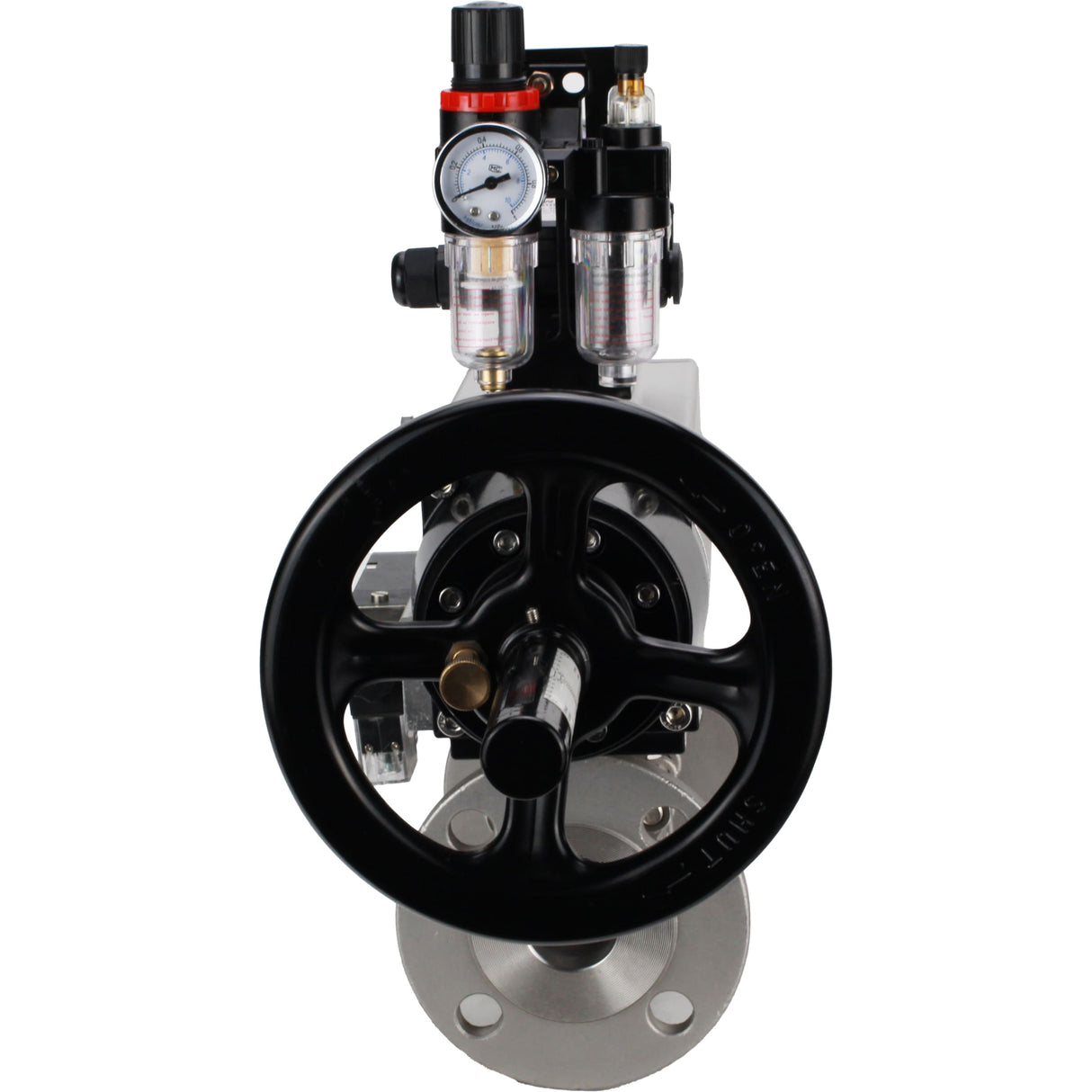 Ball valves Elephant BV3232P(3pc)-FP-F-ISO-H DN65-100 25/40 bar flanged with ISO flange, body - 316 stainless steel, full bore, seal - PTFE, with pneumatic drive PA-DA-105-1, pneumatic distributor 4M310-08 220V, LSU APL-210N, ATU AFC2000