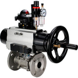 Ball valves Elephant BV3232P(3pc)-FP-F-ISO-H DN65-100 25/40 bar flanged with ISO flange, body - 316 stainless steel, full bore, seal - PTFE, with pneumatic drive PA-DA-105-1, pneumatic distributor 4M310-08 220V, LSU APL-210N, ATU AFC2000