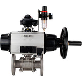 Ball valves Elephant BV3232P(3pc)-FP-F-ISO-H DN65-100 25/40 bar flanged with ISO flange, body - 316 stainless steel, full bore, seal - PTFE, with pneumatic drive PA-DA-105-1, pneumatic distributor 4M310-08 220V, LSU APL-210N, ATU AFC2000