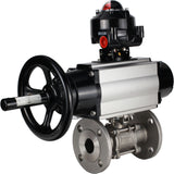 Ball valves Elephant BV3232P(3pc)-FP-F-ISO-H DN65-100 25/40 bar flanged with ISO flange, body - 316 stainless steel, full bore, seal - PTFE, with pneumatic drive PA-DA-105-1, pneumatic distributor 4M310-08 220V, LSU APL-510N Ex