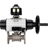 Ball valves Elephant BV3232P(3pc)-FP-F-ISO-H DN65-100 25/40 bar flanged with ISO flange, body - 316 stainless steel, full bore, seal - PTFE, with pneumatic drive PA-DA-105-1, pneumatic distributor 4M310-08 220V, LSU APL-510N Ex