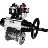 Ball valves Elephant BV3232P(3pc)-FP-F-ISO-H DN65-100 25/40 bar flanged with ISO flange, body - 316 stainless steel, full bore, seal - PTFE, with pneumatic drive PA-DA-105-1, pneumatic distributor 4M310-08 220V, LSU APL-510N Ex, ATU AFC2000