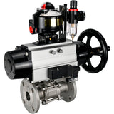 Ball valves Elephant BV3232P(3pc)-FP-F-ISO-H DN65-100 25/40 bar flanged with ISO flange, body - 316 stainless steel, full bore, seal - PTFE, with pneumatic drive PA-DA-105-1, pneumatic distributor 4M310-08 220V, LSU APL-510N Ex, ATU AFC2000
