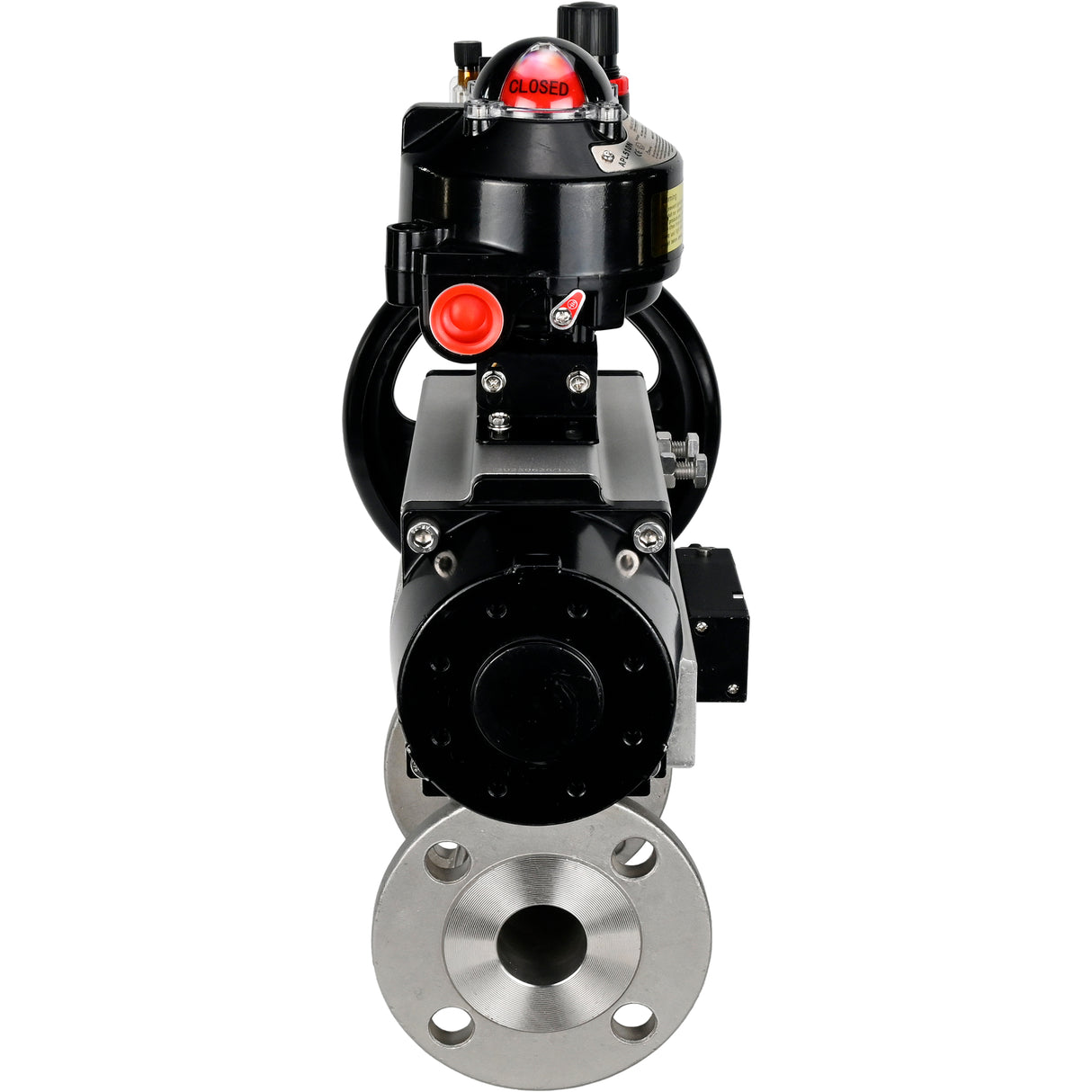 Ball valves Elephant BV3232P(3pc)-FP-F-ISO-H DN65-100 25/40 bar flanged with ISO flange, body - 316 stainless steel, full bore, seal - PTFE, with pneumatic drive PA-DA-105-1, pneumatic distributor 4M310-08 220V, LSU APL-510N Ex, ATU AFC2000