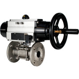 Ball valves Elephant BV3232P(3pc)-FP-F-ISO-H DN65-100 25/40 bar flanged with ISO flange, body - 316 stainless steel, full bore, seal - PTFE, with pneumatic drive PA-DA-105-1, pneumatic distributor 4M310-08 220V
