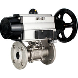 Ball valves Elephant BV3232P(3pc)-FP-F-ISO-H DN65-100 25/40 bar flanged with ISO flange, body - 316 stainless steel, full bore, seal - PTFE, with pneumatic drive PA-DA-105-1, pneumatic distributor 4M310-08 220V
