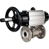 Ball valves Elephant BV3232P(3pc)-FP-F-ISO-H DN65-100 25/40 bar flanged with ISO flange, body - 316 stainless steel, full bore, seal - PTFE, with pneumatic drive PA-DA-105-1, pneumatic distributor 4M310-08 220V