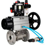 Ball valves Elephant BV3232P(3pc)-FP-F-ISO-H DN65-100 25/40 bar flanged with ISO flange, body - 316 stainless steel, full bore, seal - PTFE, with pneumatic drive PA-DA-105-1, pneumatic distributor 4V320-08 220V, LSU APL-510N Ex, ATU AFC2000
