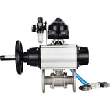 Ball valves Elephant BV3232P(3pc)-FP-F-ISO-H DN65-100 25/40 bar flanged with ISO flange, body - 316 stainless steel, full bore, seal - PTFE, with pneumatic drive PA-DA-105-1, pneumatic distributor 4V320-08 220V, LSU APL-510N Ex, ATU AFC2000