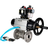 Ball valves Elephant BV3232P(3pc)-FP-F-ISO-H DN65-100 25/40 bar flanged with ISO flange, body - 316 stainless steel, full bore, seal - PTFE, with pneumatic drive PA-DA-105-1, pneumatic distributor 4V320-08 220V, LSU APL-510N Ex, ATU AFC2000